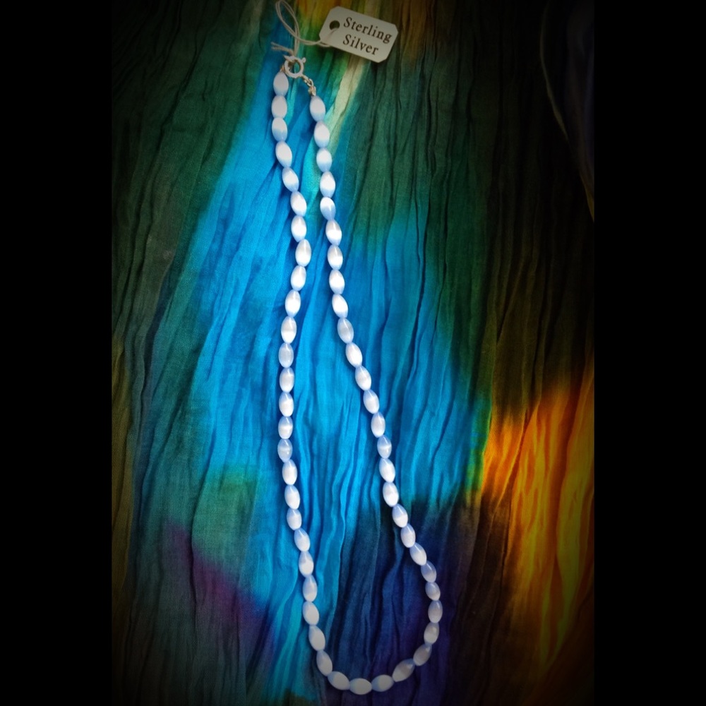18" Cat's Eye beads with Sterling Silver clasp